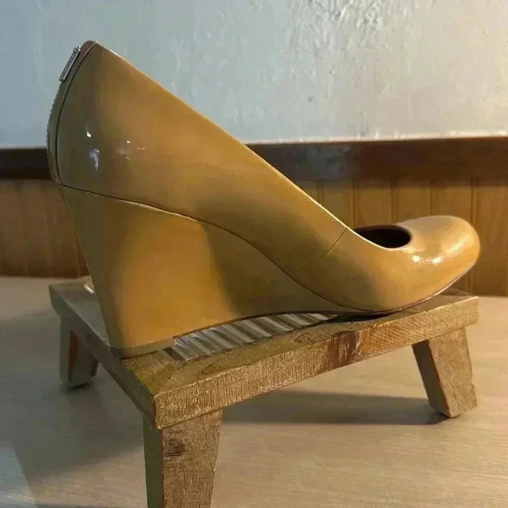 Coach Roni Wedge Patent Leather Tan Heels - Picture 5 of 9